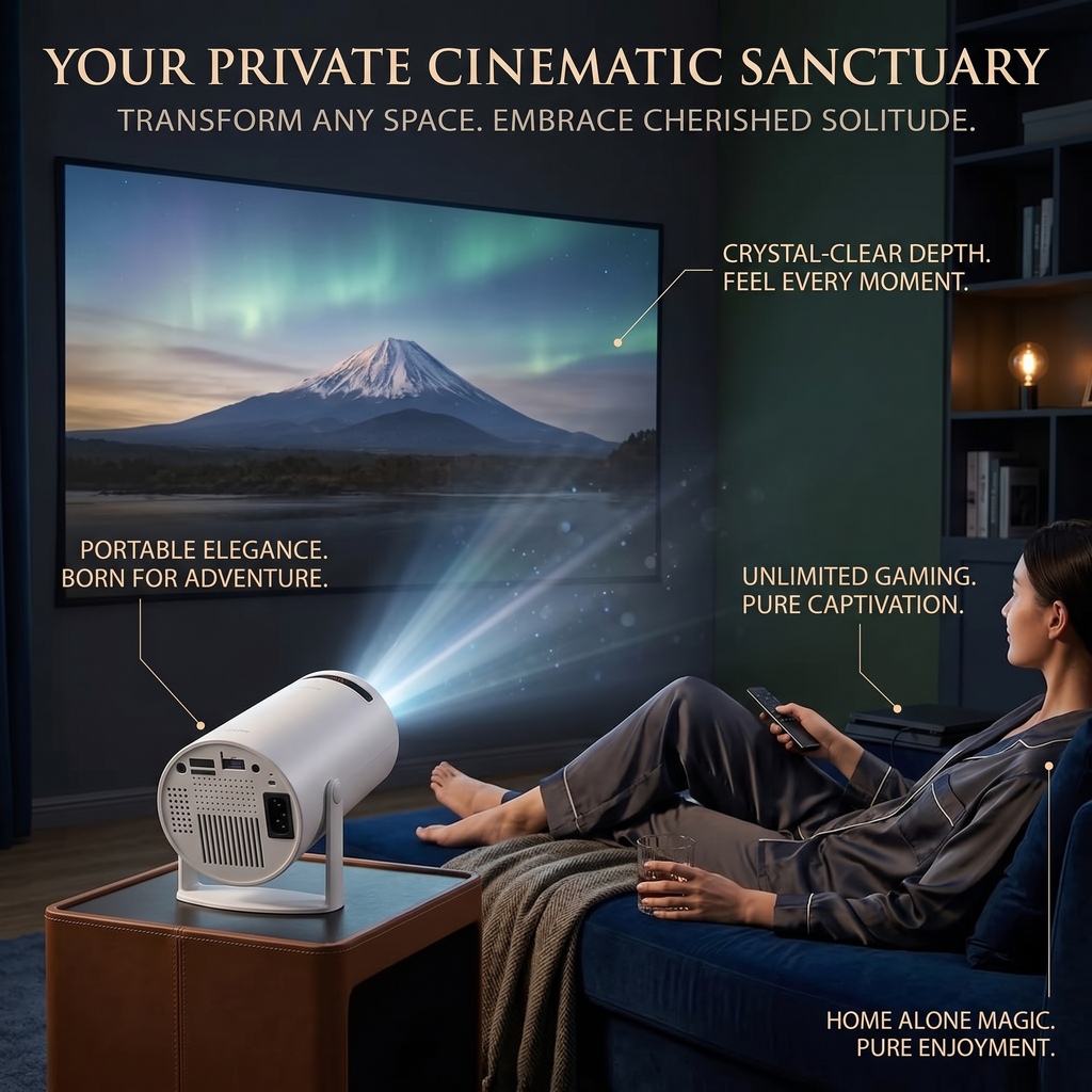 Cozy Cast 1080P Smart Projector | Built-in Android, Auto-Keystone, 130" Display | Home Cinema Projector with Remote