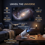 Cozy Cast 1080P Smart Projector | Built-in Android, Auto-Keystone, 130" Display | Home Cinema Projector with Remote